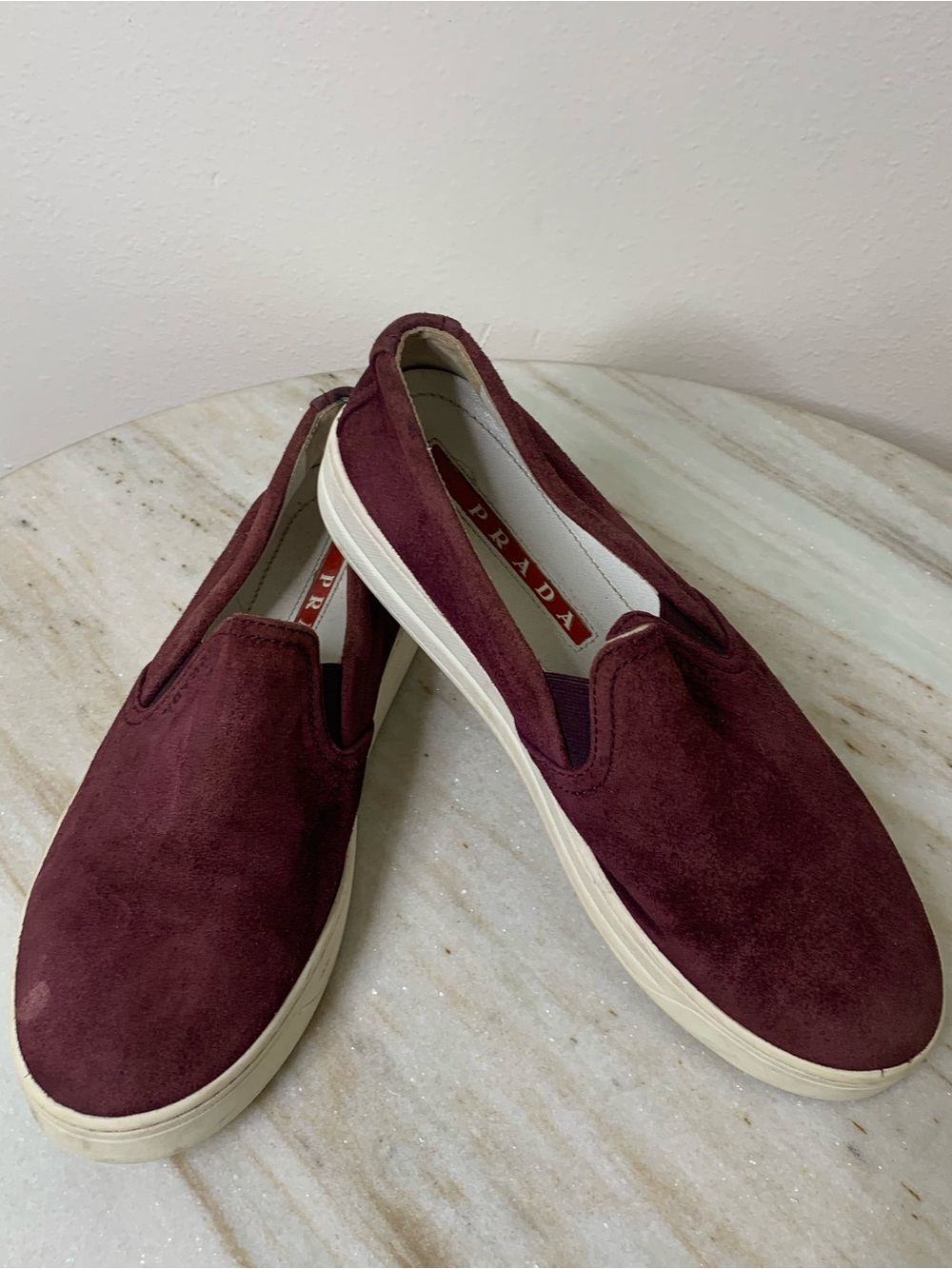 Prada sneakers suede sz 6 EU 36 women’s  Burgundy Slip-On Loafers